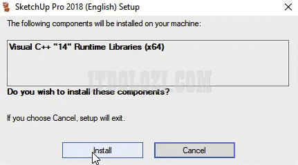 Hướng dẫn cài đặt và tải SketchUp 2018 dễ dàng 3 Ta nhấn Install để cài Visua C++