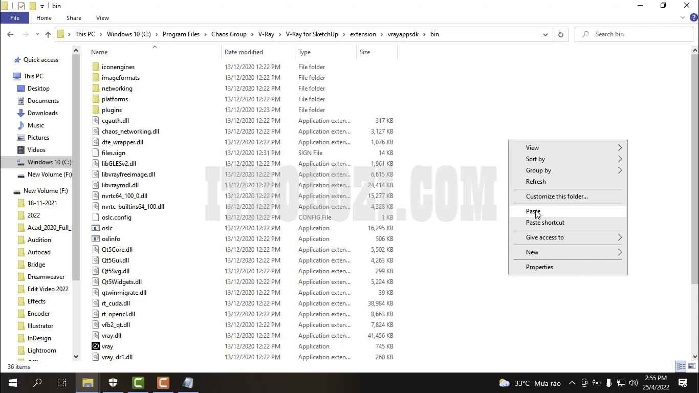 Hướng Dẫn Cài Đặt Vray 5 Cho Sketchup 2021 Và Tải Phần Mềm 8 Dán file vừa sao chép vào thư mục cài đặt Sketchup 2021 để kích hoạt bản quyền