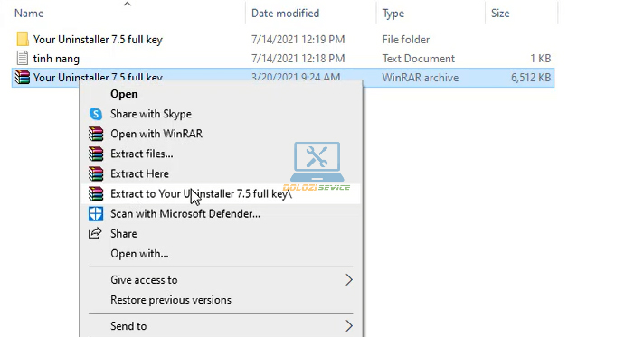 Giải nén phần mềm Your Uninstaller 7.5