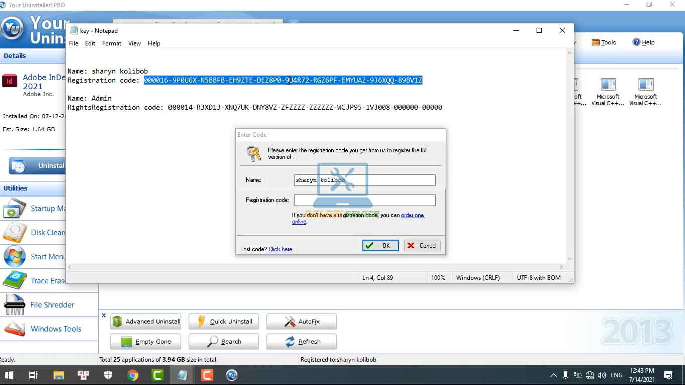 Nhập Key kích hoạt bản quyền Your Uninstaller 7.5