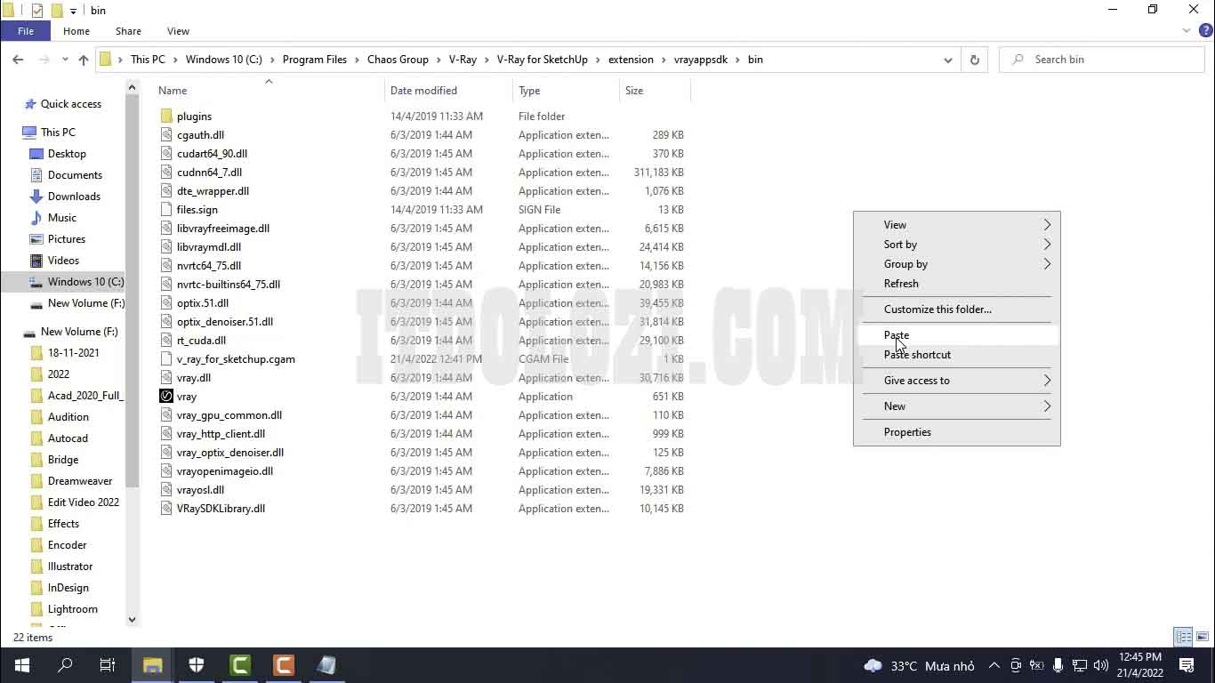 Đường dẫn đến thư mục Bin