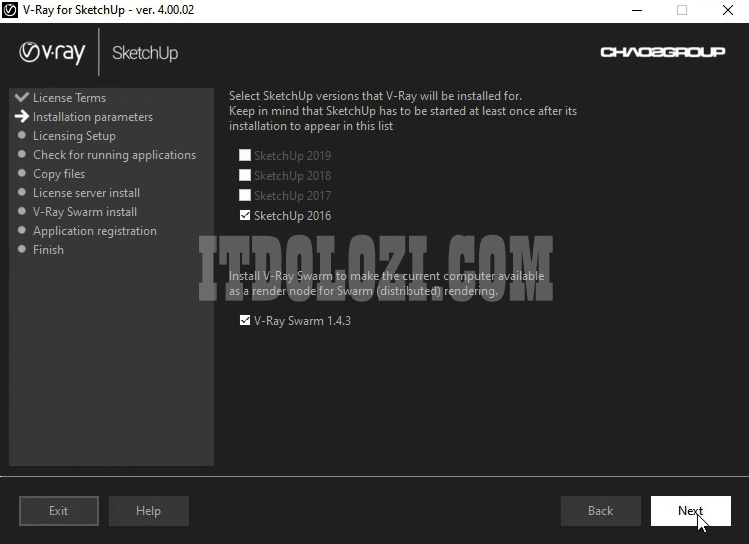 Chọn mặc định là Sketchup 2016 và nhấn Next
