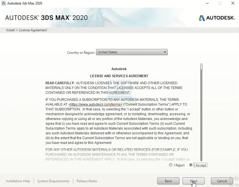 Chấp nhận điều khoản và nhấn Next