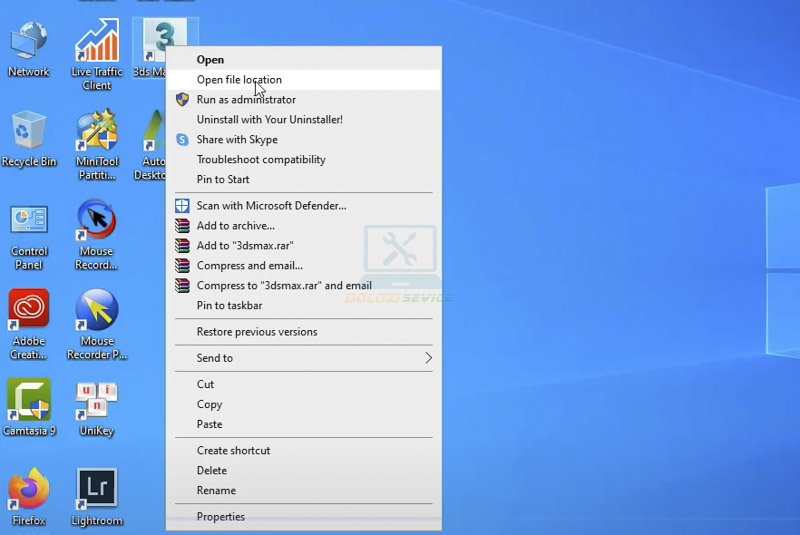 Mở vị trí file cài đặt