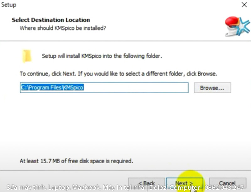 Tiếp tục nhấn Next