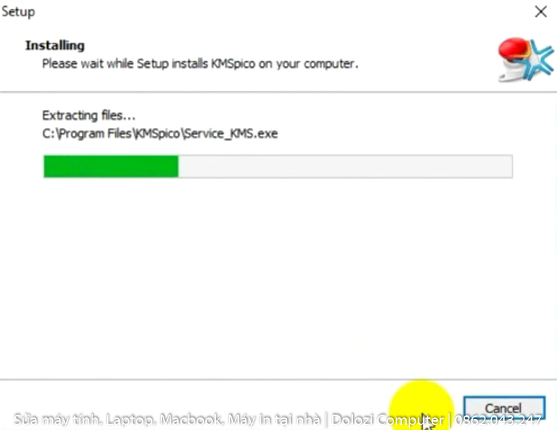 Đợi quá trình cài đặt KMSPico 2020 hoàn tất