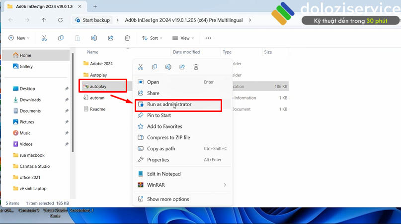 Khởi động file cài đặt