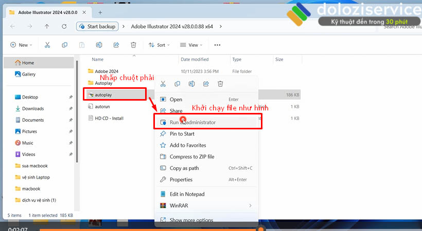 Hướng Dẫn Cài Đặt Illustrator 2024: Tải Về Dễ Dàng! 3 Khởi chạy file Setup như hình để tiếp tục cài đặt Adobe Illustrator 2024.