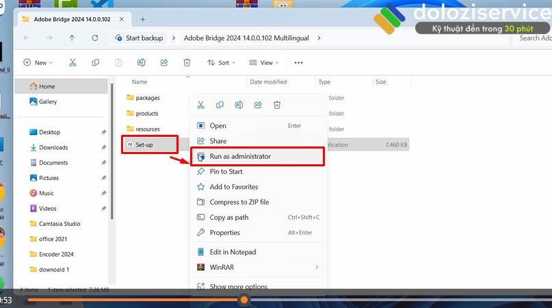 Cách Cài Đặt và Tải Phần Mềm Bridge 2024 Dễ Dàng 2 Giải nén file và khởi chạy setup
