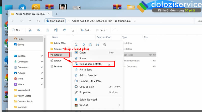 Chọn autoplay sau đó khởi chạy file này.