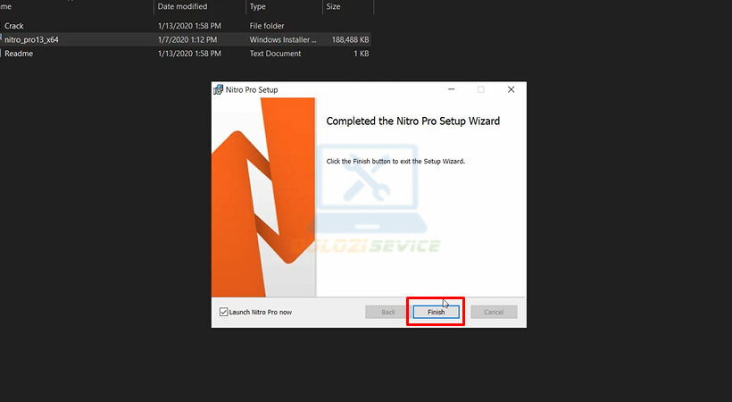 Tiến hành chọn Finish.