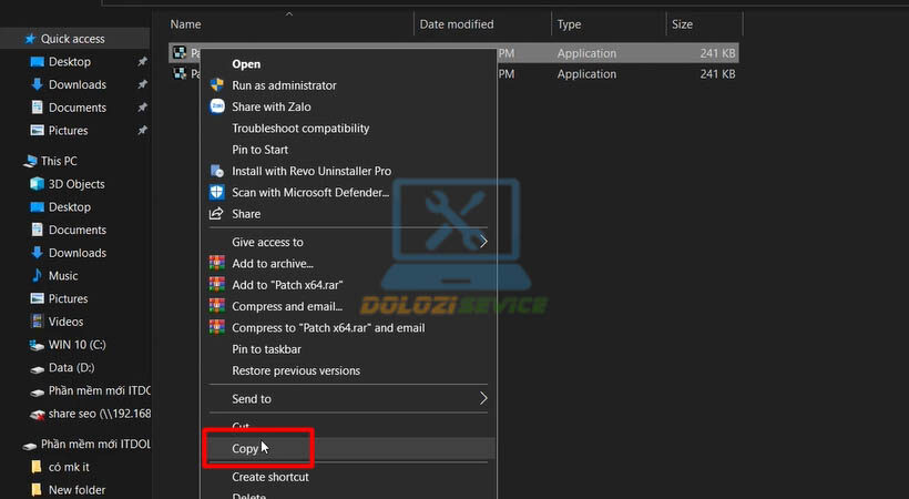 Sao chép file kích hoạt