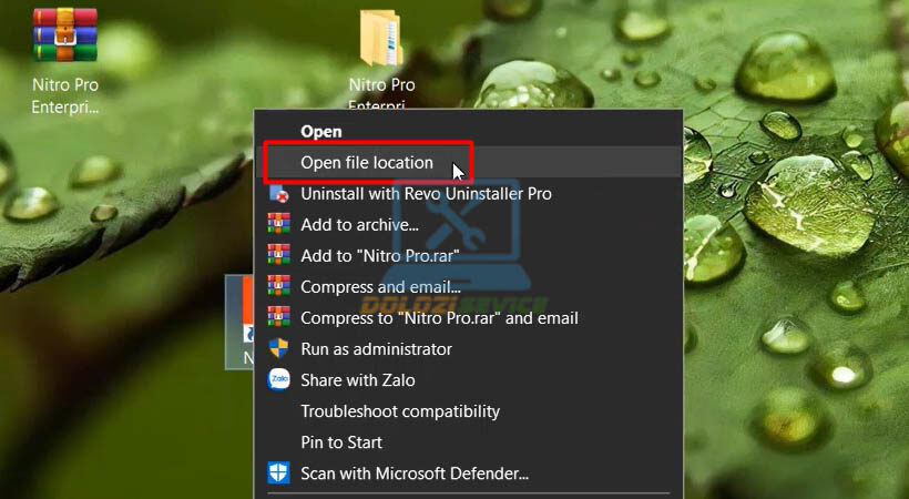 Mở vị trí file đã sao chép