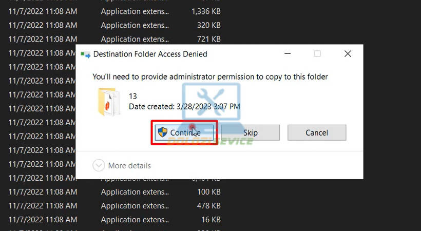 Chọn Continue để tiếp tục
