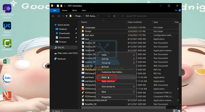 Tiến hành Paste file vào đây. PDF Annotator 2021.