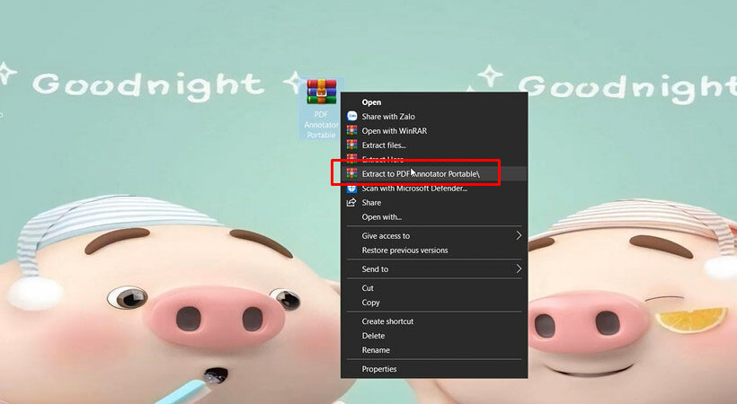 Giải nén phần mềm PDF Annotator Portable như hình.