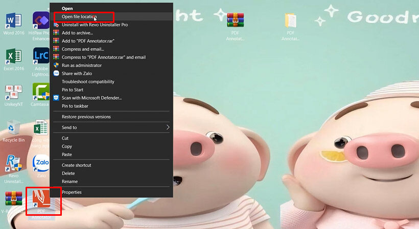 Mở vị trí file PDF Annotator Portable như hình.