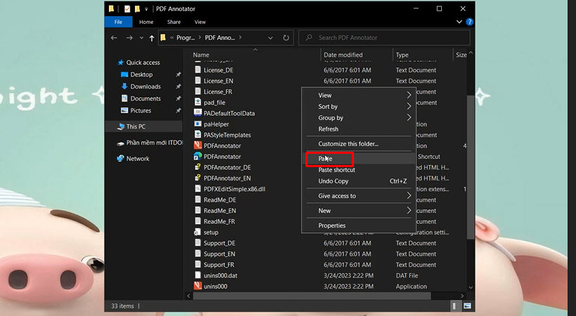 Paste file vừa copy vào đây như hình.