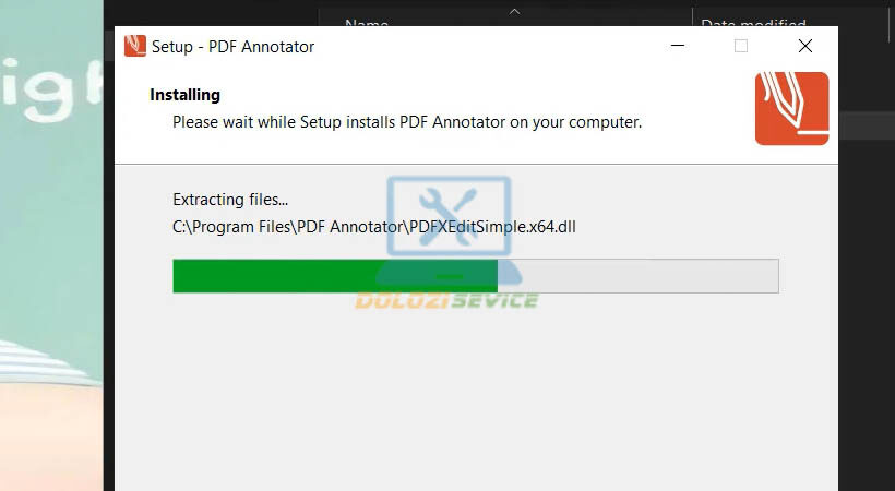 Chờ phần mềm tiến hành cài đặt