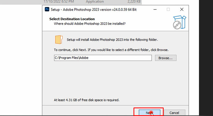 Hướng Dẫn Cài Đặt Photoshop 2023: Tải Phần Mềm Nhanh Chóng! 4 Nhấn nút Next.