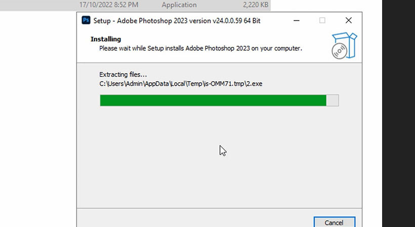 Hướng Dẫn Cài Đặt Photoshop 2023: Tải Phần Mềm Nhanh Chóng! 9 Đợi phần mềm được cài đặt.