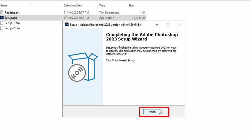 Hướng Dẫn Cài Đặt Photoshop 2023: Tải Phần Mềm Nhanh Chóng! 10 Nhấn Finish để kết thúc cài đặt.
