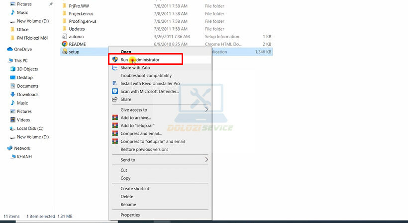 Khởi động file cài đặt Project Pro 2010