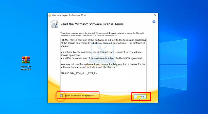 Chọn cài đặt Project Pro 2010
