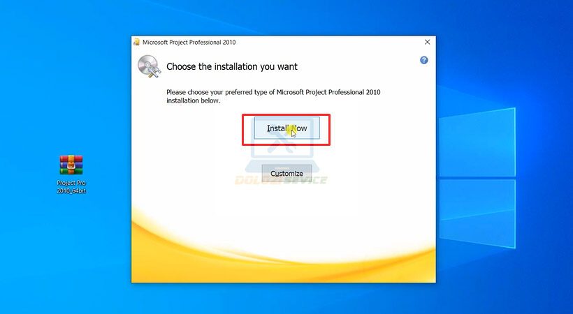 Chọn cài đặt ngay Project Pro 2010