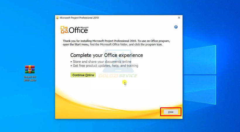 Kết thúc cài đặt Project Pro 2010