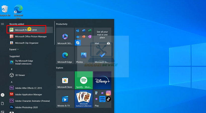 Mở phần mềm Project Pro 2010