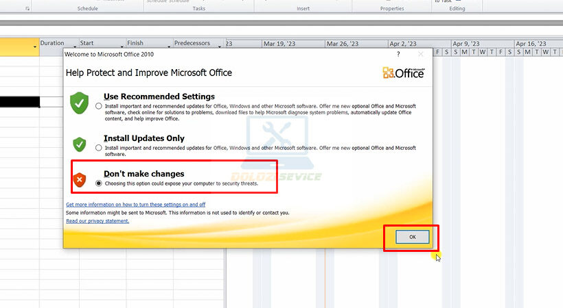 Hoàn thành cài đặt Project Pro 2010
