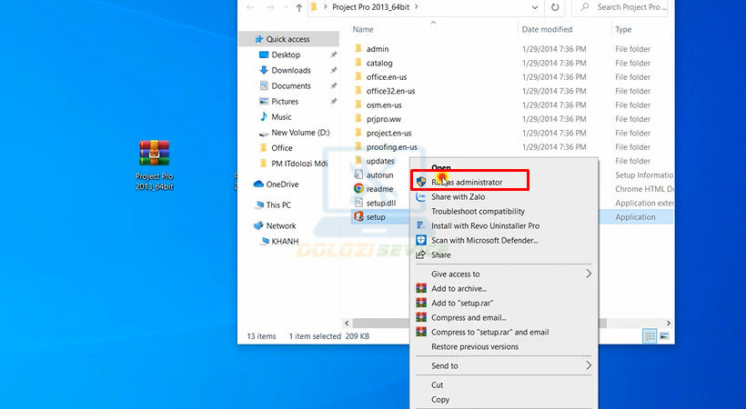 Tiến hành khởi chạy file Set up.