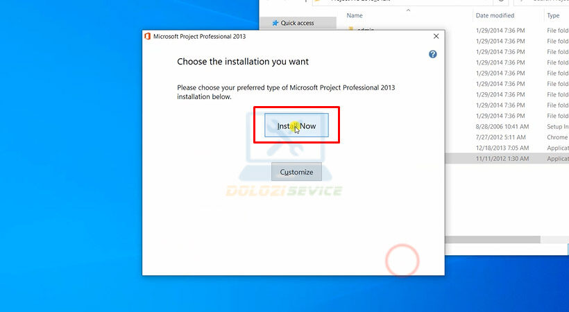 Tiến hành chọn Install Now tải Project Pro 2013