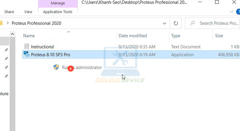 Mở file cài đặt bằng quyền Admin
