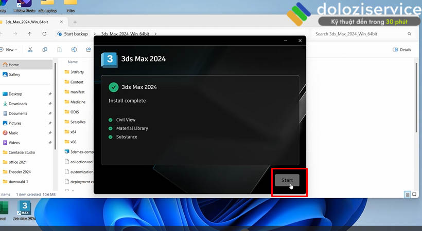 Cách Cài Đặt và Tải 3DS MAX 2024 Dễ Dàng Nhất 10 Nhấn Start để khởi chạy 3DS MAX.