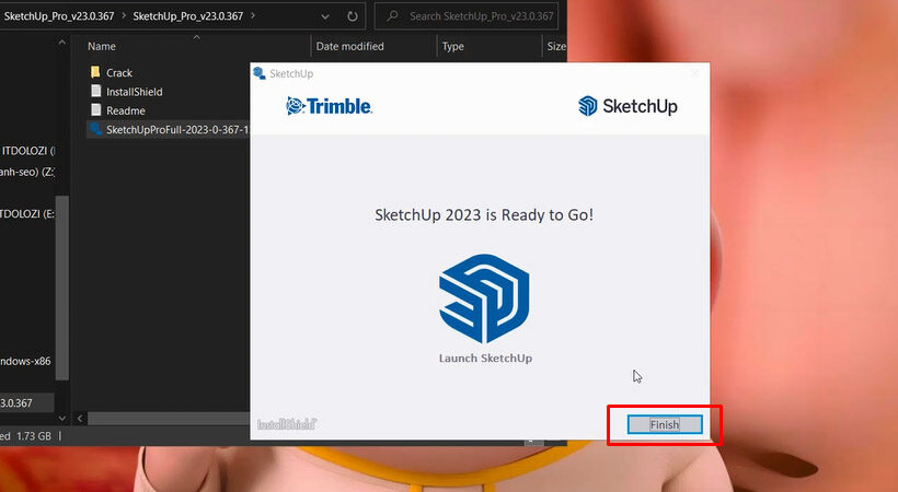 Chọn Finish để kết thúc cài đặt.