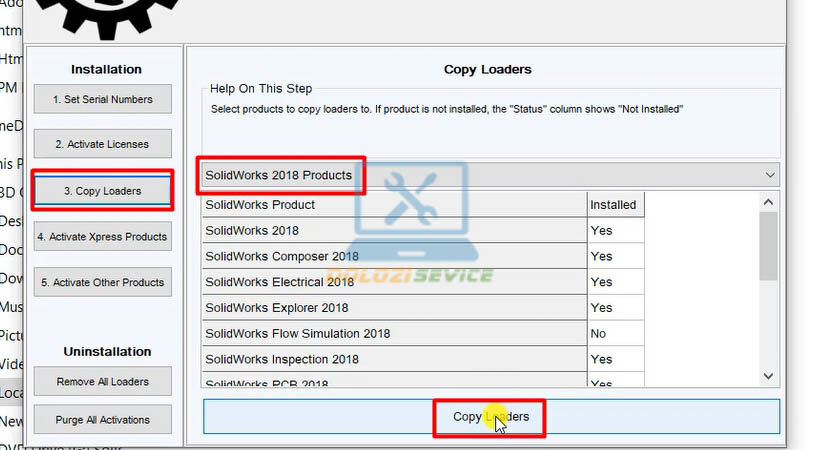 Chọn các bước như hình