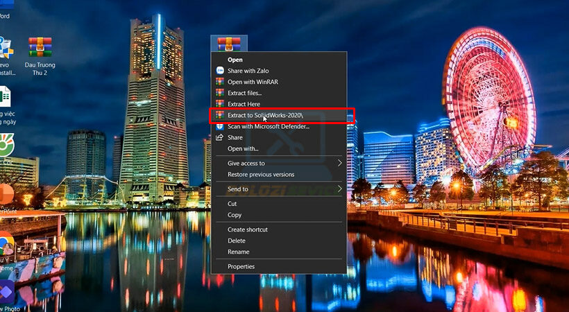 Giải nén file cài đặt phần mềm SolidWorks 2020.