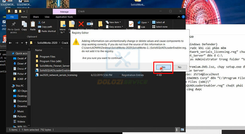 Tiến hành chọn OK. Hoàn thành cài đặt phần mềm SolidWorks 2020.