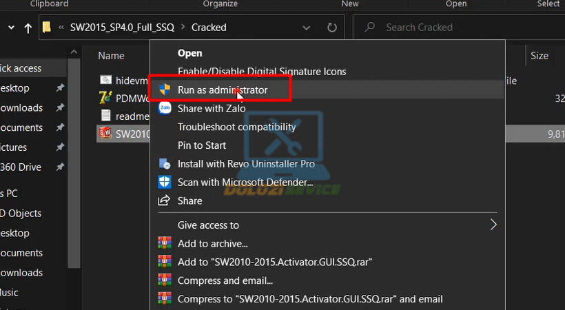 Chạy file kích hoạt