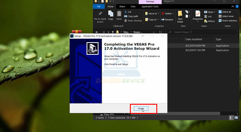 Chọn Finish kết thúc cài đặt Sony Vegas Pro 17.