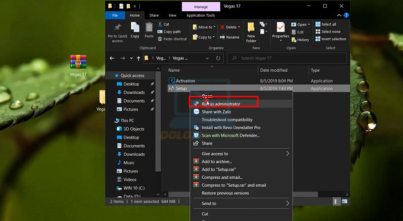 Khởi chạy file Setup.