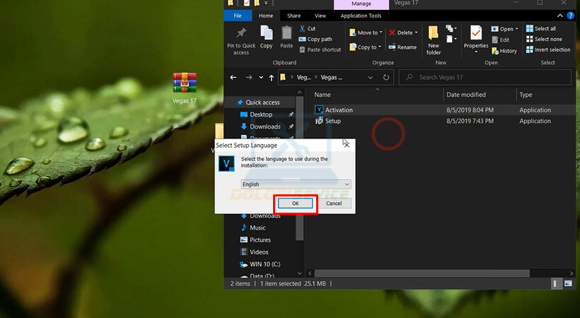 Chọn ngôn ngữ và chọn OK.