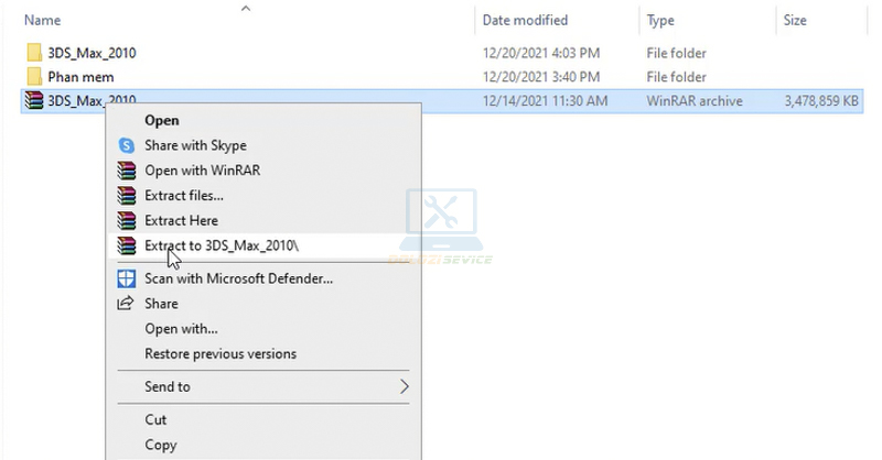 Giải nén phần mềm 3DS Max 2010