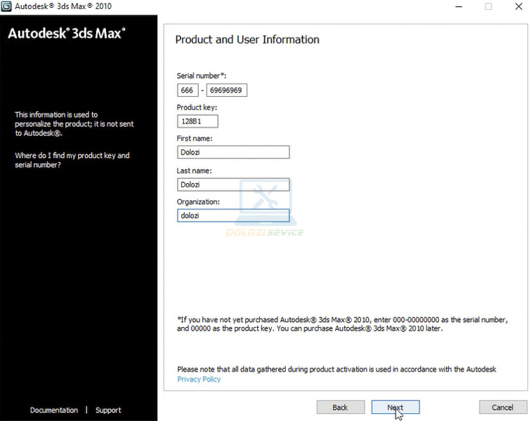 Nhập số Serial Number và Product Key