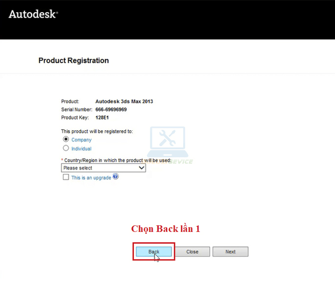 Chọn Back để tiếp tục