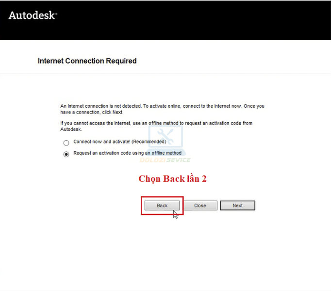 Tiếp tục chọn Back