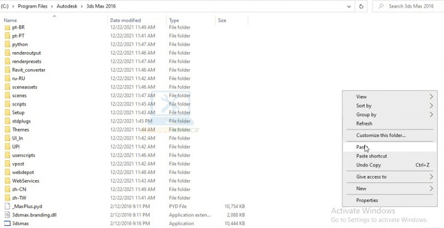 Dán file kích hoạt vào thư mục