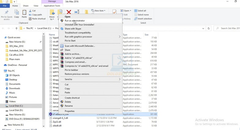 Chạy file kích hoạt